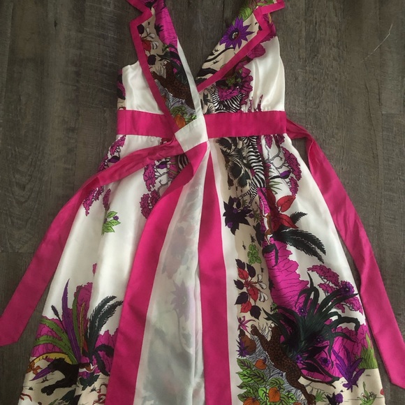 Tibi Halterneck Wrap Silk Collared Dress Animal Print With Pockets Size 2 - Picture 6 of 11